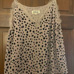 Listicle Women's Polka Dot Lace Camisole - Black and Cream